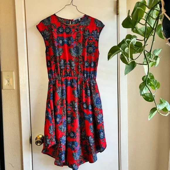 Collective Concepts Red and Blue Floral Kids Dress - Picture 1 of 3